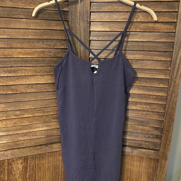 C'est Moi Bamboo Cross Front Cami Slip Dress Charcoal - Picture 3 of 4
